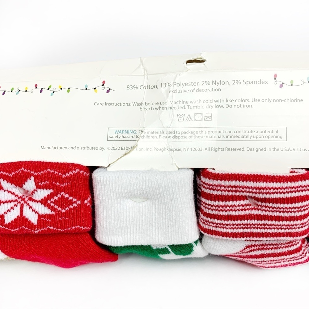 Festive Holiday Themed 0-6 Month Girls 12 Pack Baby Socks - Picture 9 of 10